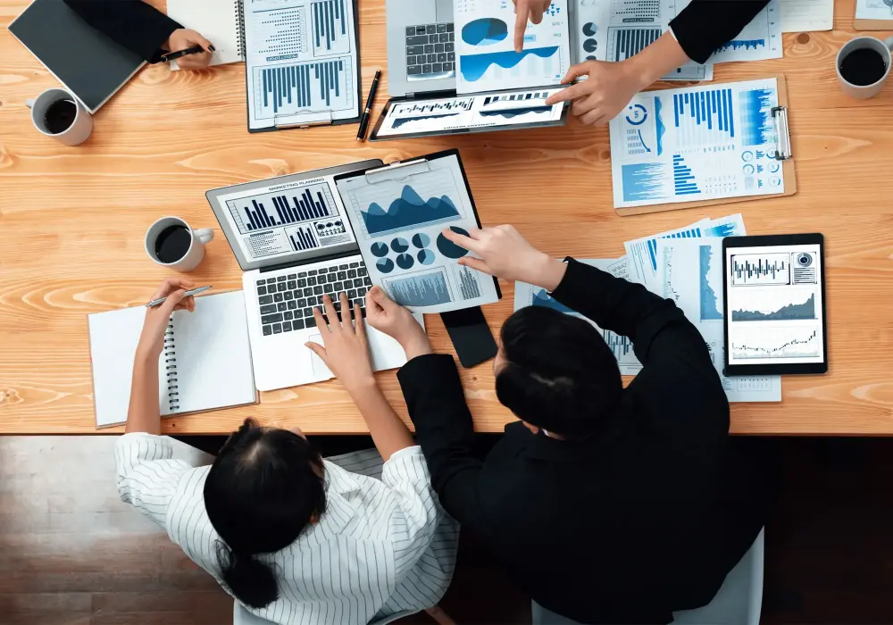 Reviewing financial data on multiple devices and printed reports