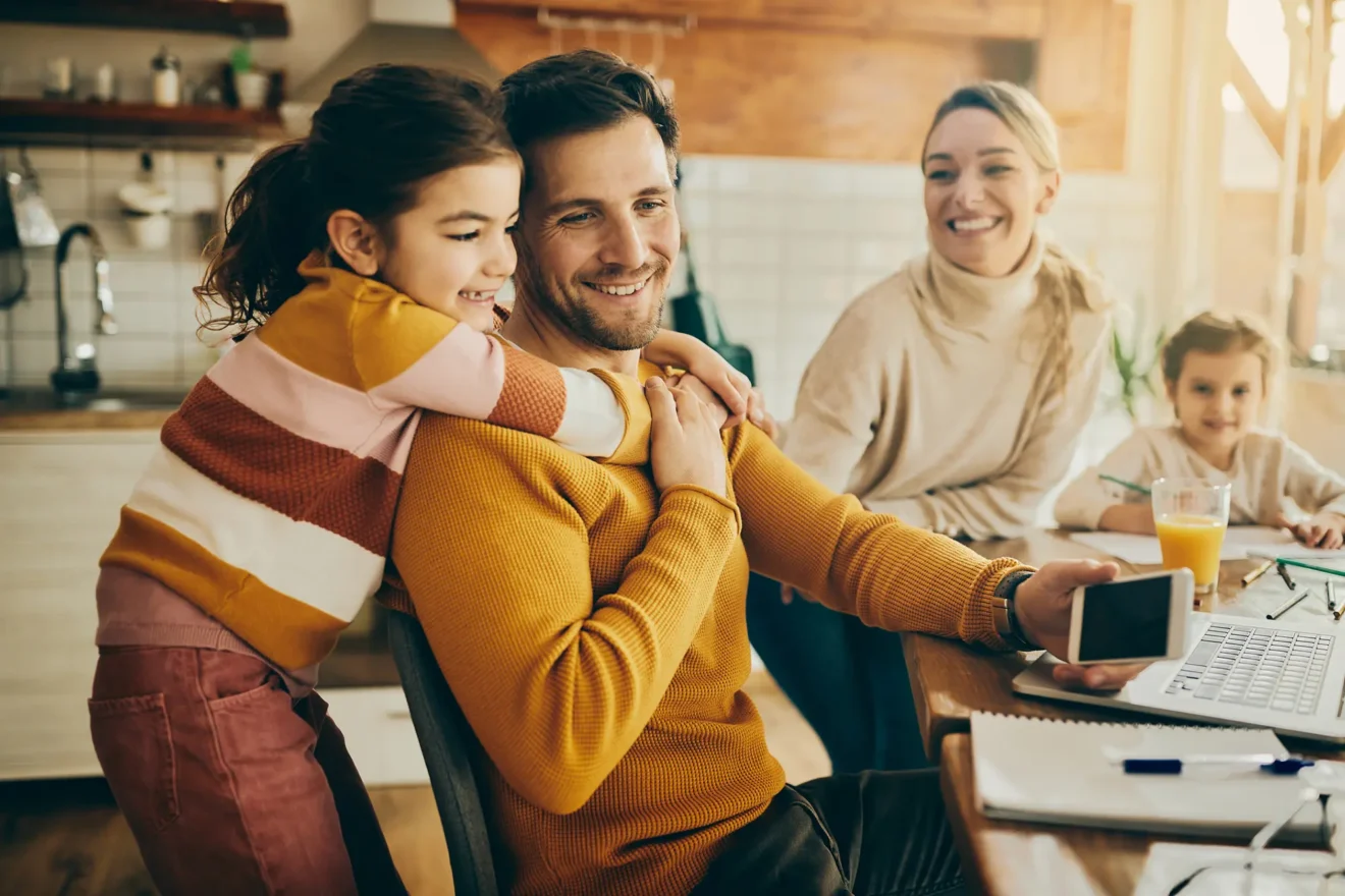 Family enjoying breakfast together